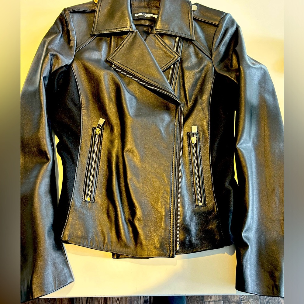 Karl Lagerfeld Black leather Jacket